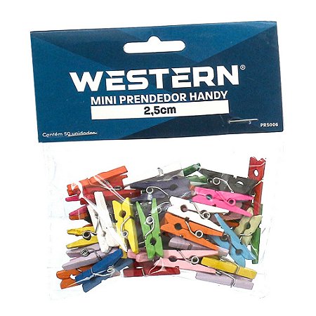 MINI PRENDEDOR HANDY 2,5CM COLORIDO C/50 UNIDADES - WESTERN