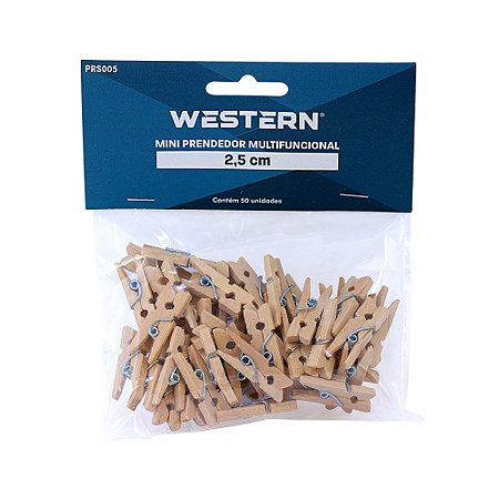 MINI PRENDEDOR HANDY 2,5CM NATURAL C/50 UNIDADES - WESTERN