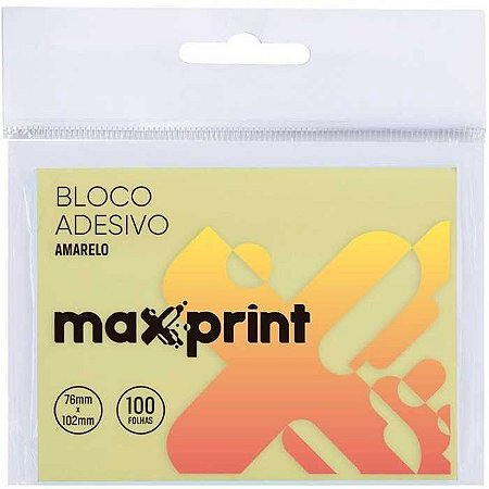 BLOCO ADESIVO GRANDE 76MMX102MM AMARELO 100 FLS - MAXPRINT