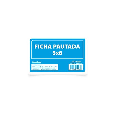 FICHA PAUTADA 5X8 C/100 UNIDADES - PAUTA BRANCA