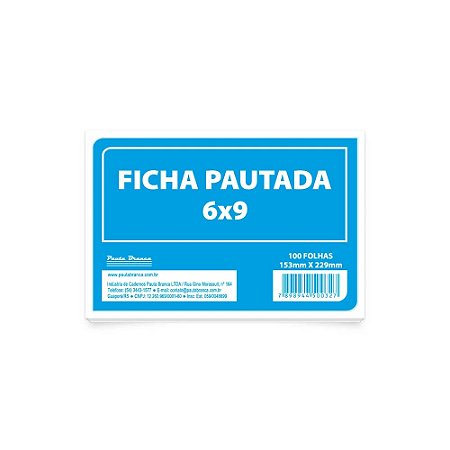 FICHA PAUTADA 6X9 C/100 UNIDADES - PAUTA BRANCA