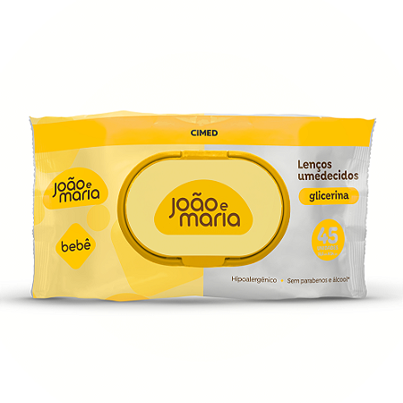 LENÇOS UMEDECIDOS GLICERINA JOÃO E MARIA C/45 UNIDADES - CIMED