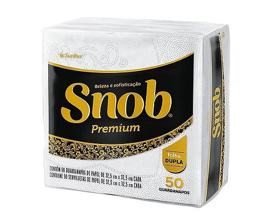 GUARDANAPO FOLHA DUPLA SNOB GRANDE C/50 UNIDADES - SANTHER