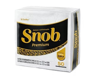 GUARDANAPO FOLHA DUPLA SNOB GRANDE C/50 UNIDADES - SANTHER