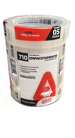 FITA PARA EMPACOTAMENTO 710 TRANSPARENTE 24MMX50M C/5 UNIDADES - ADERE