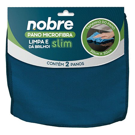 PANO MICROFIBRA 30CMX30CM AZUL SLIM C/2 UNIDADES - NOBRE