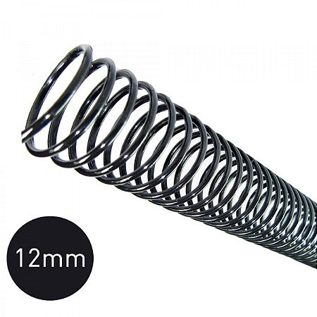 ESPIRAL PLÁSTICO 12MM PRETO C/50 UNIDADES - PLASPIRAL