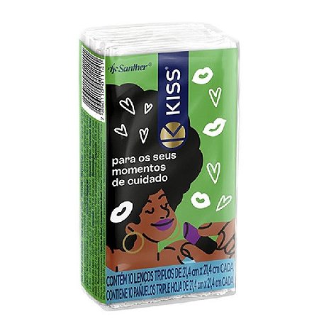 LENÇO DE PAPEL KISS FOLHA TRIPLA C/10 FOLHAS - SANTHER
