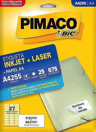 ETIQUETA A4 A4255 25 FOLHAS - PIMACO