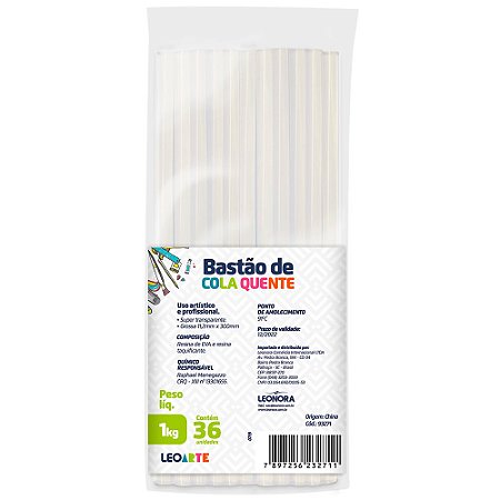 BASTÃO DE COLA QUENTE GROSSA 11,2MMX300MM 1KG - LEOARTE