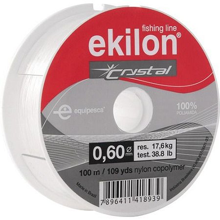 LINHA NYLON P/PESCA 0,60MMX100M CRYSTAL - EKILON