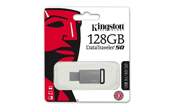 PEN DRIVE DT50/128GB METAL E PRETO - KINGSTON