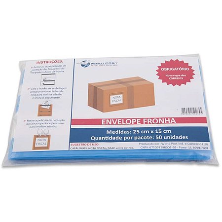 ENVELOPE FRONHA 25CMX15CM C/50 UNIDADES - WP+ EMBALAGENS