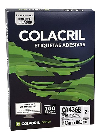 ETIQUETA INKJET E LASER PAPEL A4 CA4368 100 FLS - COLACRIL