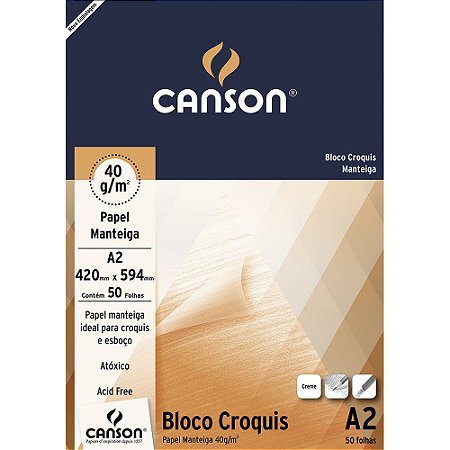 BLOCO CROQUIS A2 40 G/M² MANTEIGA C/50 FLS - CANSON