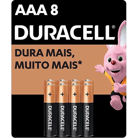PILHA ALCALINA PALITO AAA C/8 UNIDADES - DURACELL