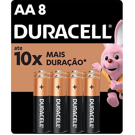PILHA ALCALINA PEQUENA AA C/8 UNIDADES - DURACELL
