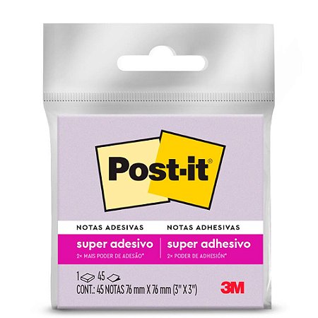 BLOCO ADESIVO POST-IT 654 76MMX76MM ROXO 45 FLS - 3M