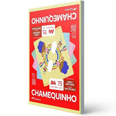 PAPEL CHAMEQUINHO A4 COLORIDO 4 CORES - 100 FLS