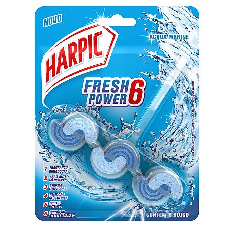 BLOCO PERFUMADO FRESH POWER 6 ACQUA MARINE - HARPIC