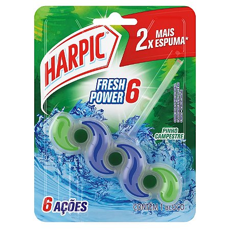BLOCO PERFUMADO FRESH POWER 6 PINHO CAMPESTRE - HARPIC