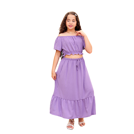 Conjunto Infantil E Juvenil Saia Longa Festa, Casamento Violeta