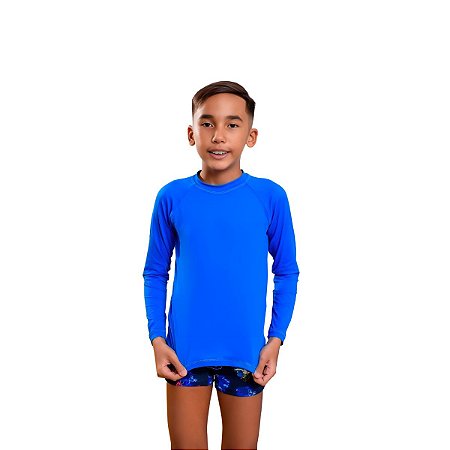 Camisa Proteção Uv50+ Infantil Cores Lisas Praia Azul Bic