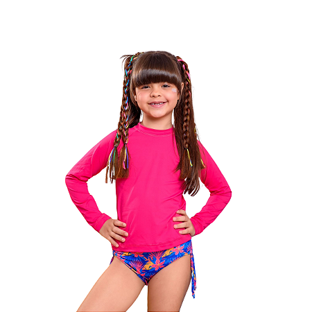 Camisa Proteção Uv50+ Infantil Cores Lisas Praia Rosa Magenta