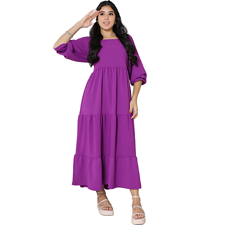 Vestido Infantil Longo Com Manga Longa