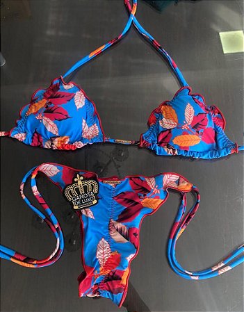 Biquinis New flowers fundo azul 2019 Lançamento