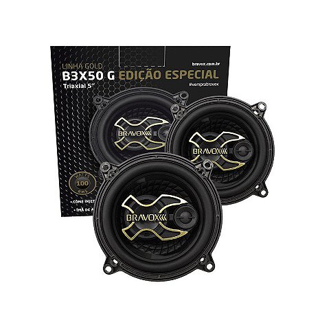 Par Alto-Falante Triaxial 5 Pol B3X50 GOLD 100W RMS Bravox