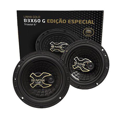 Par Auto-Falante Triaxial 6" Pol B3X60 GOLD 100W RMS Bravox