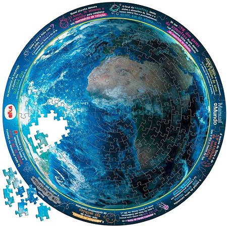 Quebra Cabeça Redondo Planeta Terra 214 Pcs Manual Do Mundo 1199 Elka