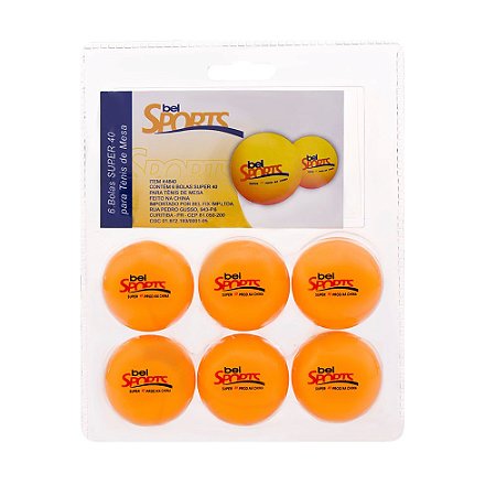 Kit Com 6 Bolinhas Tênis de Mesa Ping Pong #40 484000 Belfix