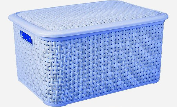 Caixa Organizadora Rattan Grande C/ Tampa 27 LTS Azul 1683 Lig Brink