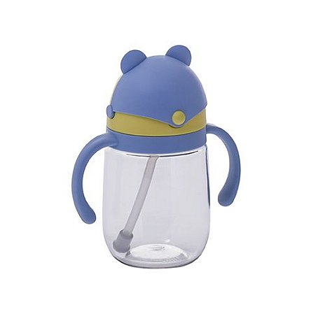 Copo Squeeze Infantil Azul Com Canudo Flexível 350Ml 1227 Paramount