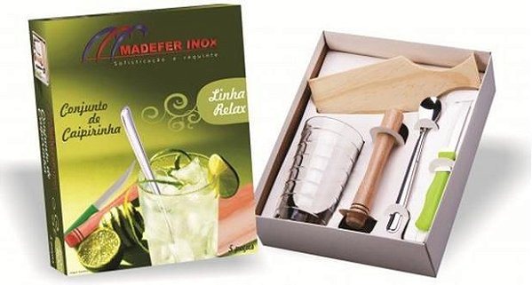 Conjunto Para Caipirinha Com Copo e Acessórios 5 Pçs 0140 Madefer