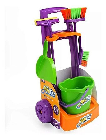 Kit Limpeza Infantil Com Vassoura Mobi Car Base 337 Usual