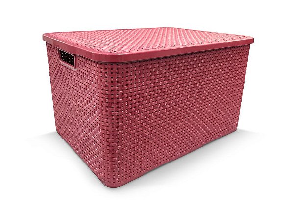 Caixa Organizadora Decorativa Rattan C/ Tampa 7 Litros Rosa