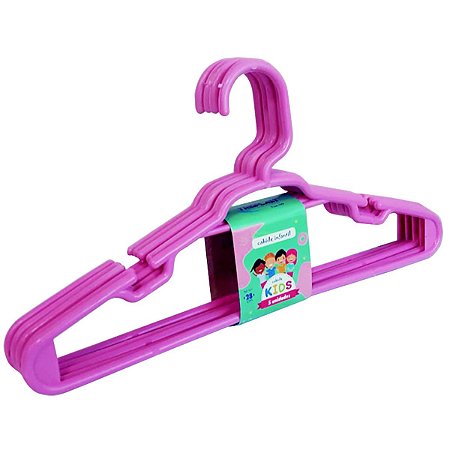 Cabide Infantil 5 Pçs Rosa Reforçado 28x14cm Trioplast