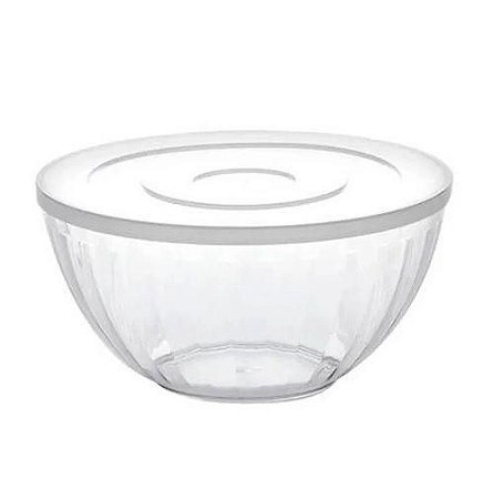 Tigela Bowl 2,4 Lts Transparente Com Tampa 22,5x11 Cm