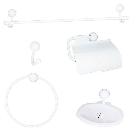 Kit Acessórios Para Banheiro 5 Pçs Branco Valeplast