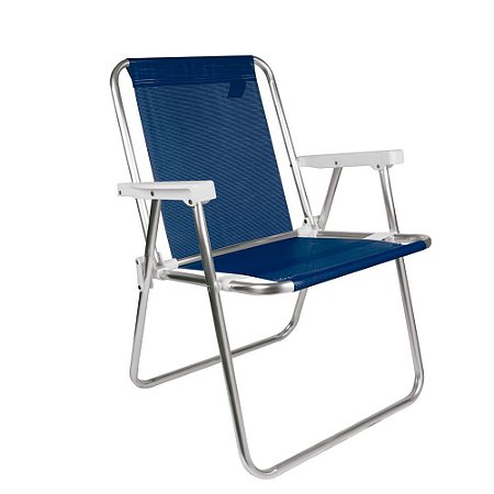 Cadeira de Alumínio Alta Dobrável Praia Sannet Azul Marinho