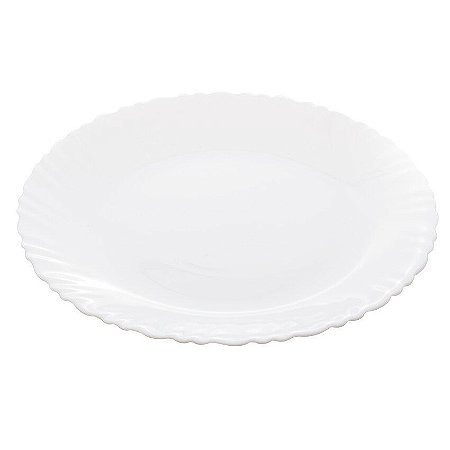 Prato De Cozinha Raso Vidro Opalino Feston Branco 27 CM