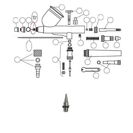 Bico de Ar 0,5mm Para Aerógrafos ON77 Onetools