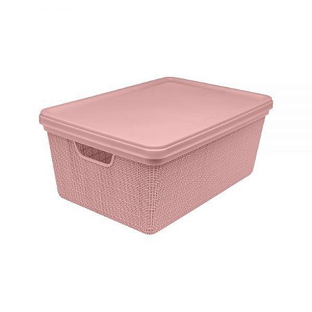 Caixa Organizadora Decorativa Multiuso 1,8 L  Juta Rosa