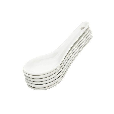 Conjunto 6 Colheres Finger Food Porcelana Branca 12x13x4,5CM
