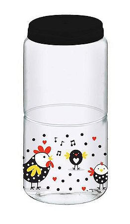 Pote Organizador Paris Estampado Galinha 2100ml Com Tampa