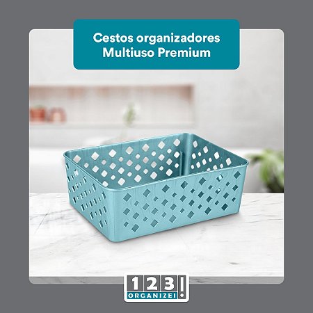 Cesto Multiuso Organizador Premium Azul 123Organizei