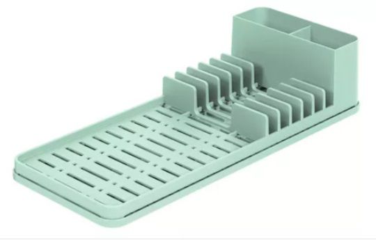 Escorredor de Louça C/Tapete de pia Single Verde 42x17x9,5cm